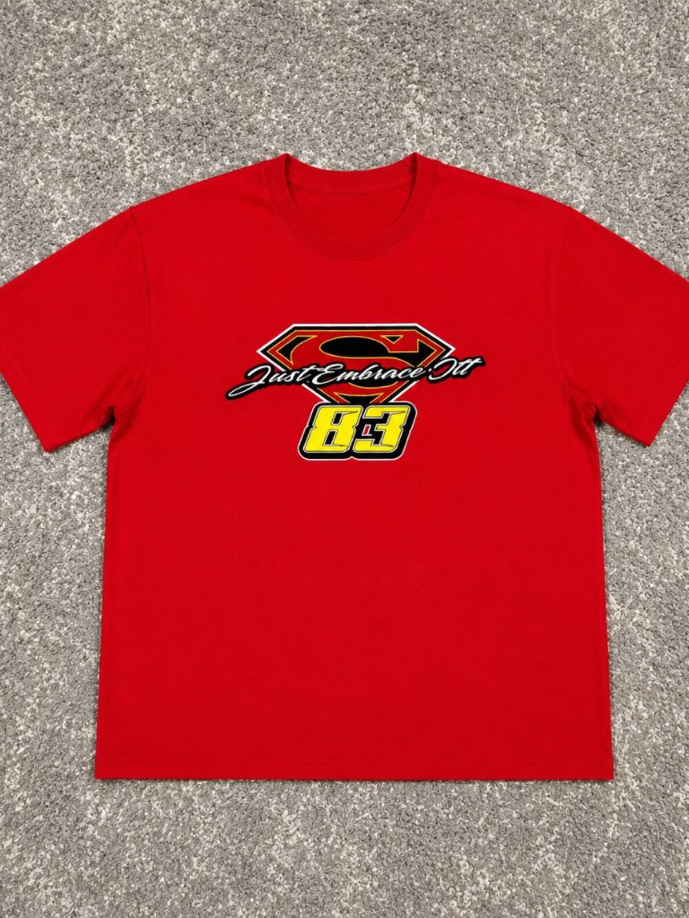 Vintage Red Race Car NASCAR Superman DC Graphic Tee